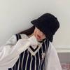 Winter Lamb Plush Sun Protection Pure Color Caps Lambwool Bucket Hat Korean Style Caps Female Hats