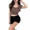Summer Slim Fit Short Sleeved Top With Exposed Navel For Women