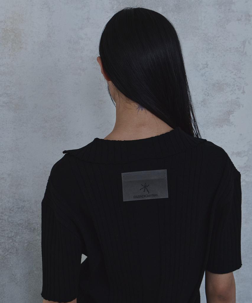 PARADIGMFILM [Ep.02] Fold-In Collar V-Neck Knit (Black)