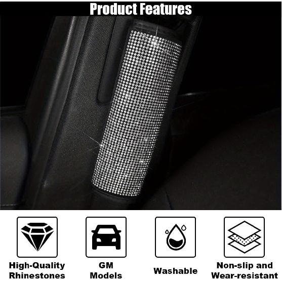 2PCS Bling автомобильные накладки на ремни безопасности, чехлы на ремни безопасности со стразами для женщин, накладка на ремень безопасности автомобиля с хрустальным бриллиантом, салон автомобиля