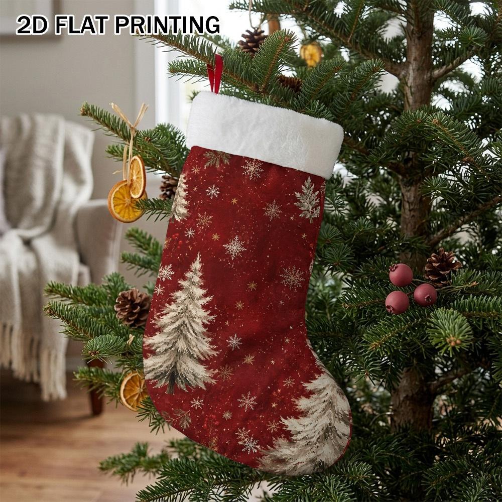 Christmas decoration fireplace hanging stocking 1pc Christmas Snowy S Pattern Christmas Stocking - Festive Han