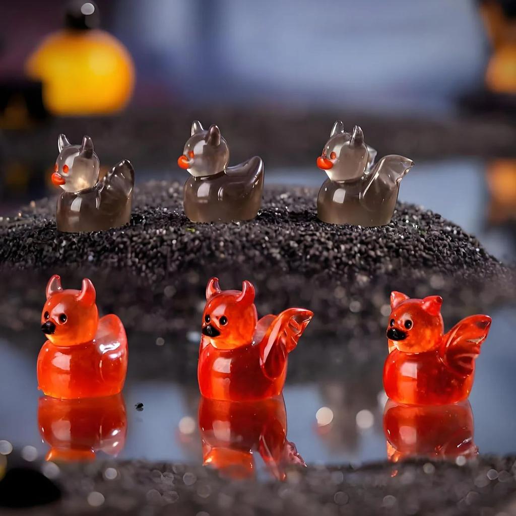 10/20Pcs Luminous Mini Resin Ducks Glow In The Dark Cool Style Mini Duck Figures For Diy Fairy Garden Micro Landscape Aquarium