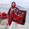 Literary Retro Shawl Thickened Warm Hat Scarf Snow Mountain Travel Cape Women