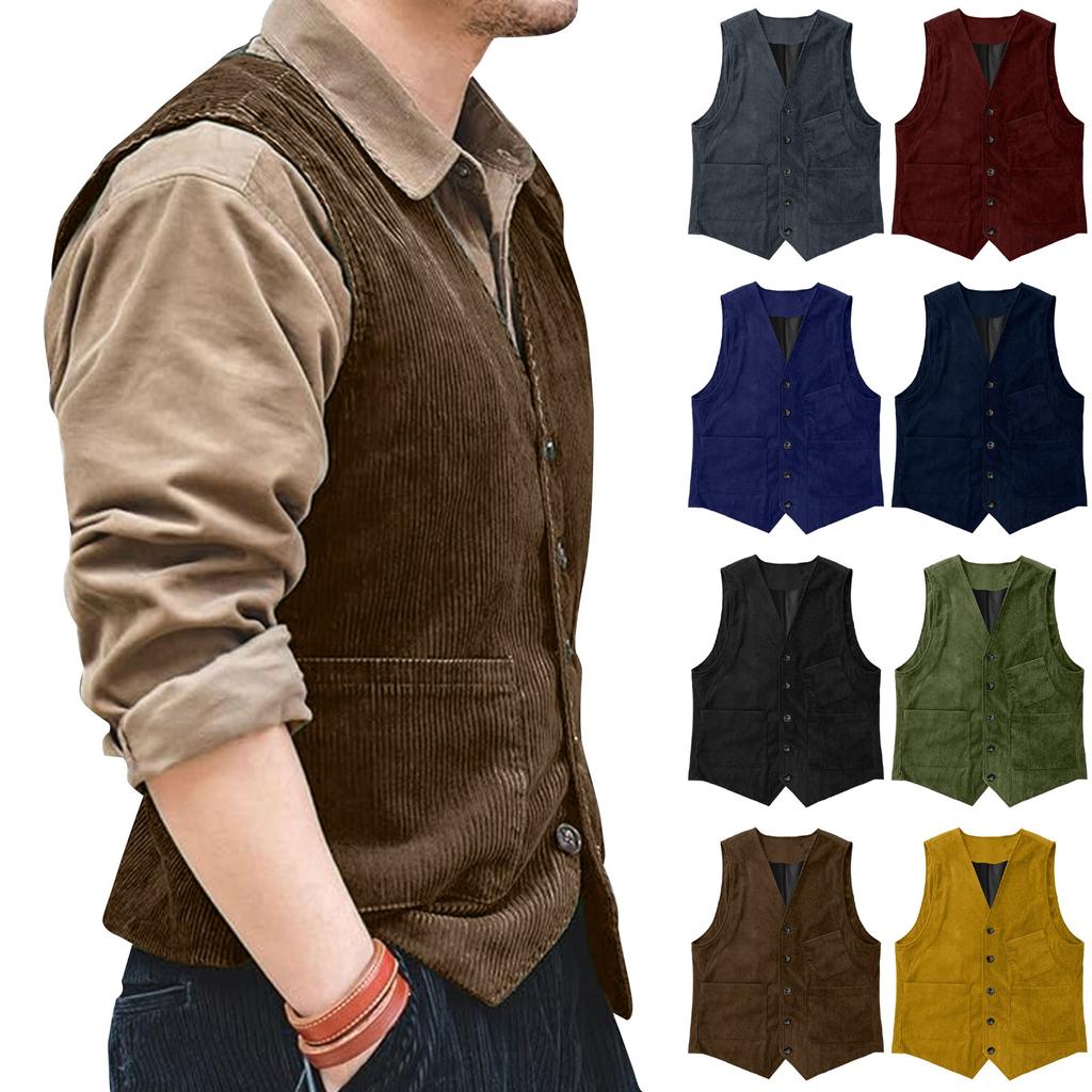 Мужская мода, повседневный однобортный однобортный жилет, мужской топ без рукавов
