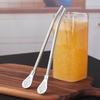 Stainless Steel Straw Spoon And Cleaning Brush, Drinking Spoon Straws With Filter, Metal Stirrer For Coffee Loose Tea Cocktail