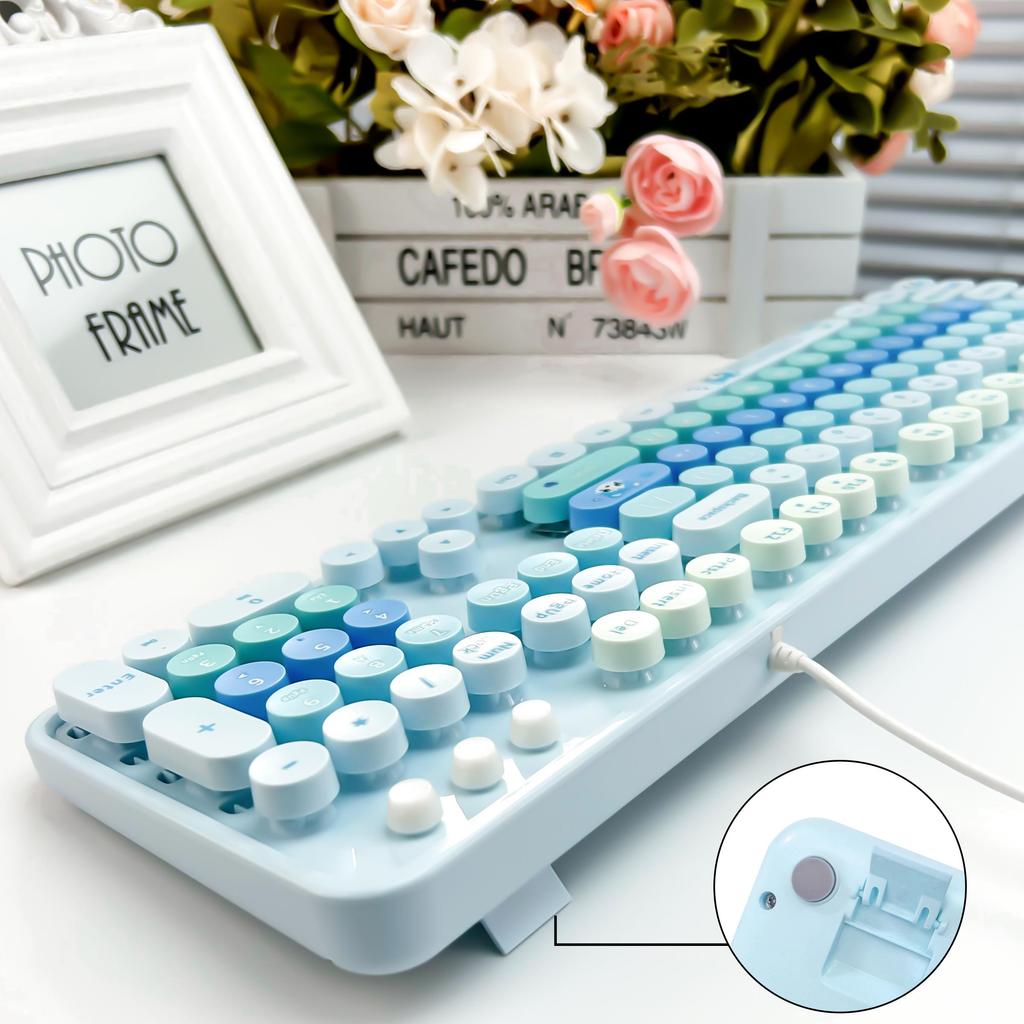 Mofii Sweet - Designed 104 - Проводная мембранная клавиатура с круглыми клавишами в стиле ретро, совместимая с ноутбуком