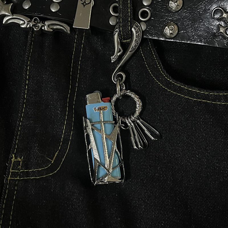 Original Punk Metal Lighter Case Keychain: Retro Street Style Waist Ornament