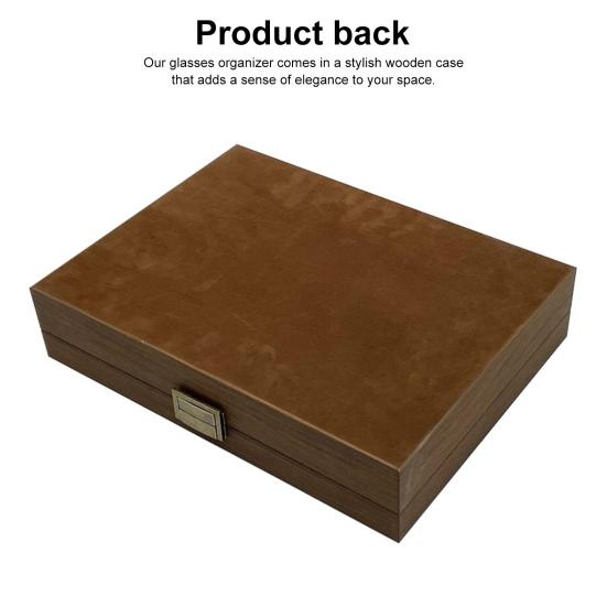 Деревянный органайзер для солнцезащитных очков с 8 слотами, запираемый витрина для женщин и мужчин, ящик для хранения очков для нескольких очков, часов, ювелирных изделий