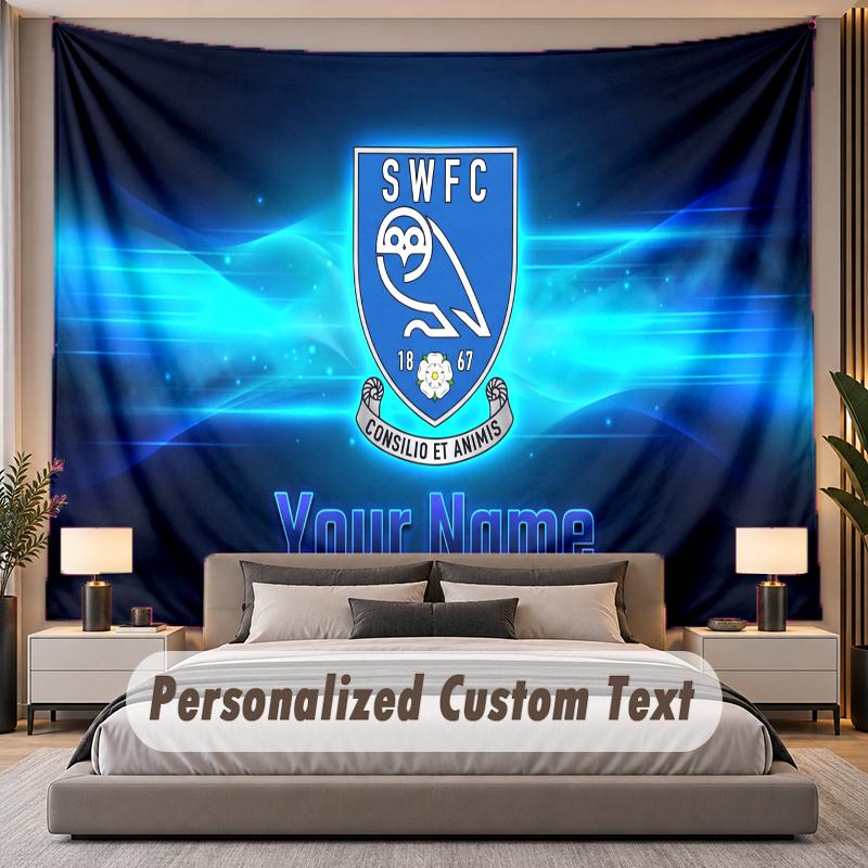 Custom Name Text Tapestry Sheffield Wednesday FC Personalized Polyester Wall Tapestry For Bedroom And Room