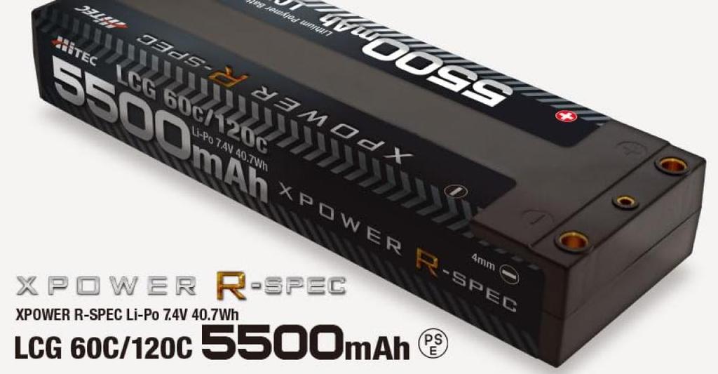 Hitec X-Power R-Spec XPR5500-LCG Li-Po 7.4V 60C120C с разъемами T-Type Deans, Высокая емкость, Высокая мощность, Прочный, Тонкий дизайн, Низкий центр