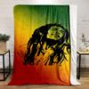 Rasta Art with Smiling Man on Colorful Background Flannel blanket for bedroom, living room, sofa, and nap sofas