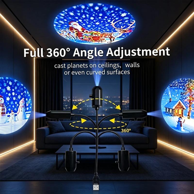 New Christmas & Halloween USB Starry Sky Projection Light Romantic Planet Atmosphere Night Light for Car Interior Home Bedroom Decor