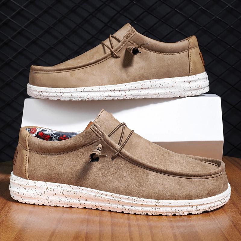 Fashion New Fashion Handmade Leather Casual Mens Walking Shoes Design Minimalist Loafers Low Top Lace-Up Driving Flats Plus Size 40-48