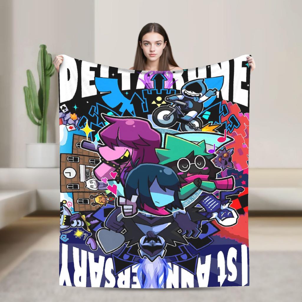 Deltarune Funny Tenna Blankets Airplane Travel Flannel Throw Blanket For Living Room Soft Custom DIY Bedspread Gift Idea