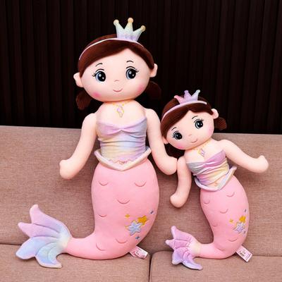 Плюшевая подушка Русалка Милая корона Красочный рыбий хвост Кукла Рыба Мягкий компаньон Плюшевые игрушки Чучело Морское животное Мультяшная рыба Плюшевая игрушка Подарок на день рождения