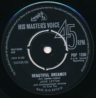 7-дюймовая пластинка JOHN LEYTON - Beautiful Dreamer POP1230 His Master's Vo 1963 Великобритания Поп Б/У