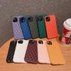 Rhombic Lattice Pu Leather Trim Phone Case For iPhone 15 14 Plus 13 12 11 Pro Max Soft TPU Frame Back Cover