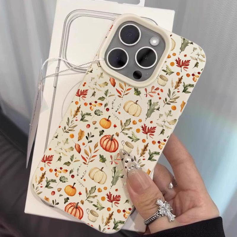 Чехол для телефона с рисунком осенних листьев, тыквы и кофе для iPhone 11 12 13 14 15 16 17 Pro Max 16E 17 Air X XR XS Max 16 15 14 Plus