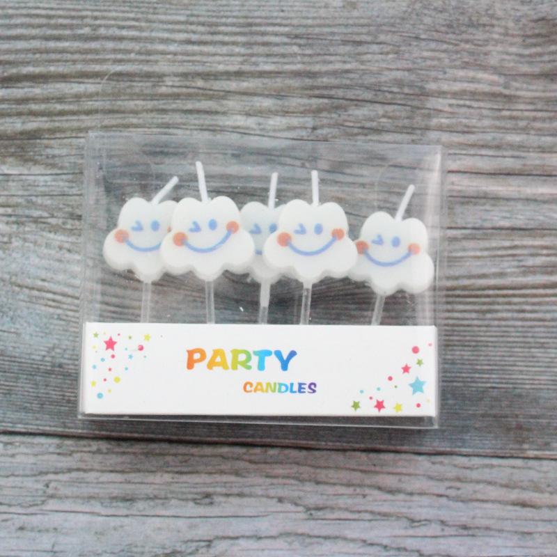Cute Cloud Smile Birthday Cake Candle Korean Ins Creative Children's Party Decoration 5 Candles