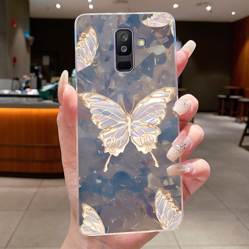 For Samsung A6+ A6 2018 SM-A605G A600F Back Cover For Samsung Galaxy A6 Plus 2018 Case Clear Fashion Butterfly Flower Phone Case