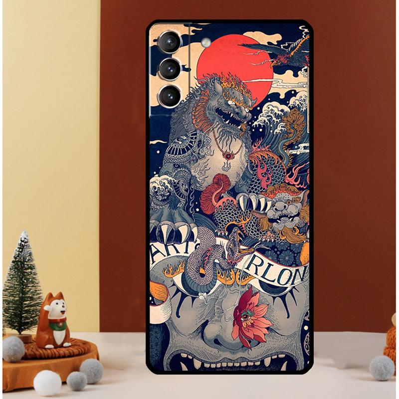Japanese Style Art Japan Case For Samsung Galaxy S23 S24 Ultra S8 S9 S10 S22 Plus Note 10 20 Ultra S20 S21 FE Cover