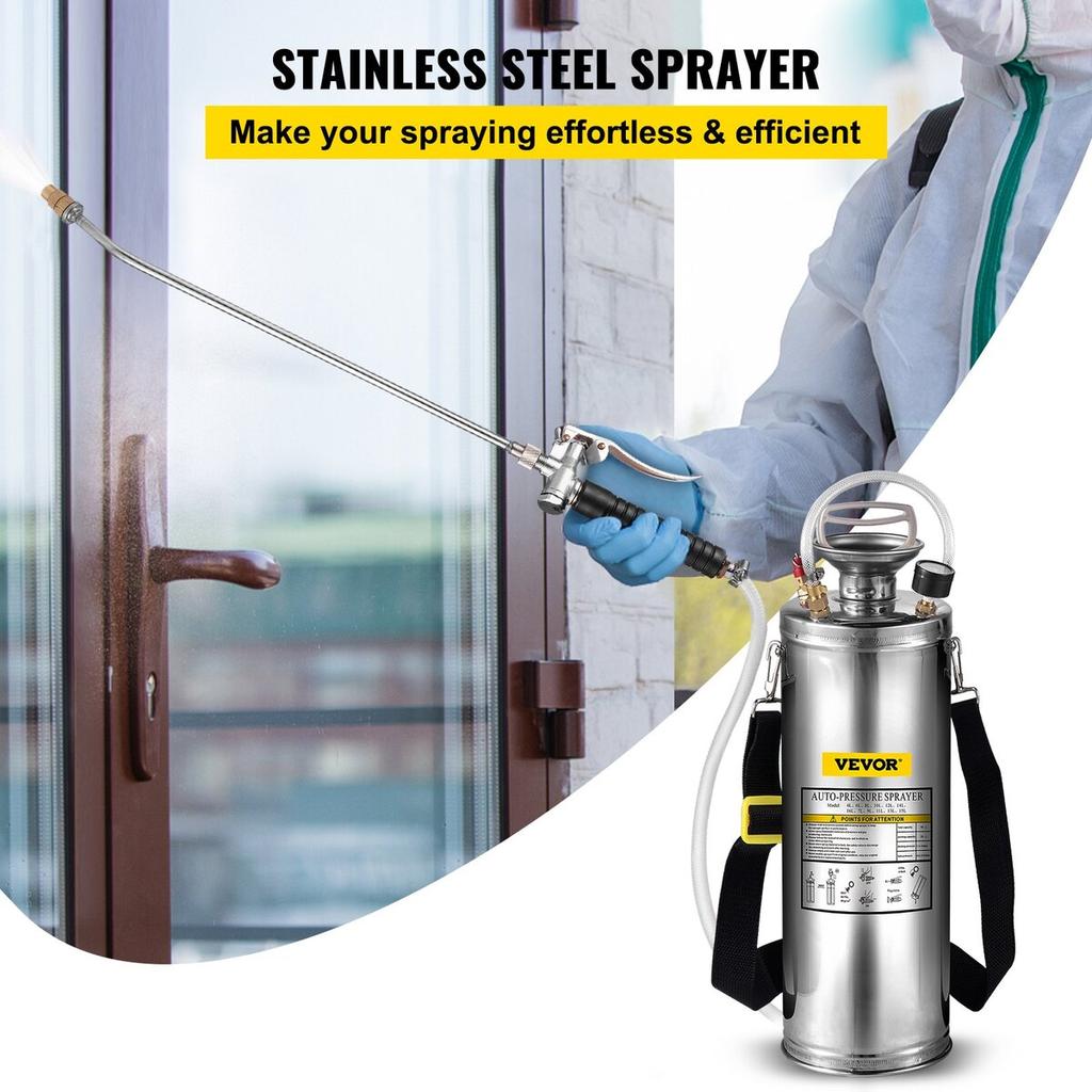 Stainless Steel Sprayer 10L Household Gardening and Floor Cleaning Sprayer, Suitable for the Current Neds of Industry, Agriculture, Commerce, Medicine