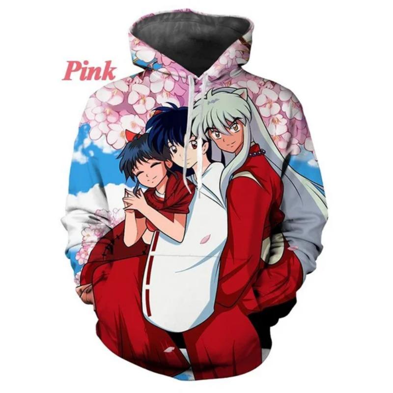Новая модная толстовка-пуловер для пары с капюшоном в стиле аниме Инуяша с 3D-принтом, толстовка с капюшоном, унисекс-куртка