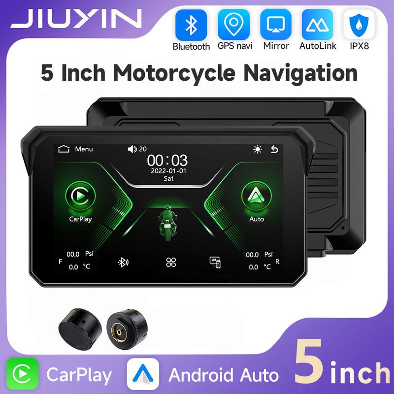 JIUYIN 5 inch Wireless CarPlay Moto Android Auto Portable Digital Motorcycle Dashboard GPS Motorcycle Navigation Display Screen