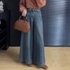 Women's Loose High-Waisted Straight-Leg Jeans Autumn Vintage Wide-Leg Long Pants