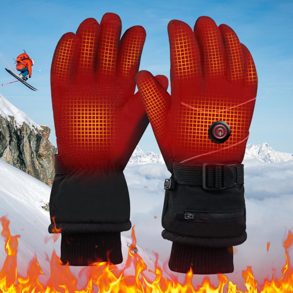 Heated Motorcycle Gloves DC Plug Waterproof Heated Gloves Heating Thermal Gloves Touch Screen Winter Ski Gloves for Women Men