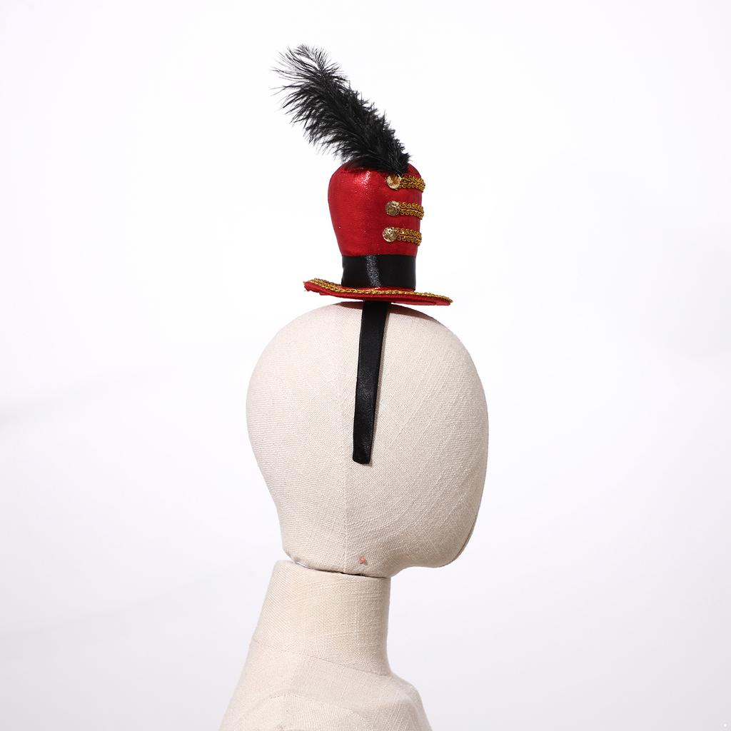 Fascinators Mini Top Headband Sparkling Feather Bow Hat Circus Ringmaster Small Hair Hoop Halloween Carnival Costume Accessory