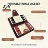 Compact Tabletop Games Farkle Dice Board Game, with Faux Leather Case, 6 Dices, Wooden Game Set Scoreboard, Portable for Travel Family Party Night