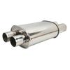 Car Exhaust Muffler Pipe 63mm2.5in Dual Inlet Outlet Oval Center Stainless Steel Polished