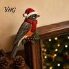 Holiday Gift for Home Wooden Bird Door Topper, Cute Christmas Corner Statue, Woodland Animal Frame Decorative Trim Art Sign Winter Wall Window Decor,