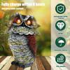 1/2Pcs Solar Owl Decoy Resin Pigeon Deterrent Owl Statue with Flashing Eyes and Rotating Head Garden Bird Scarer for Yard Lawn