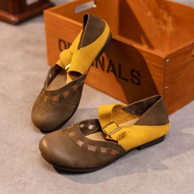 Женские туфли на плоской подошве из коровьей кожи первого слоя, женские туфли Мэри Джейн с круглым носком, ретро кожаные всеохватывающие женские