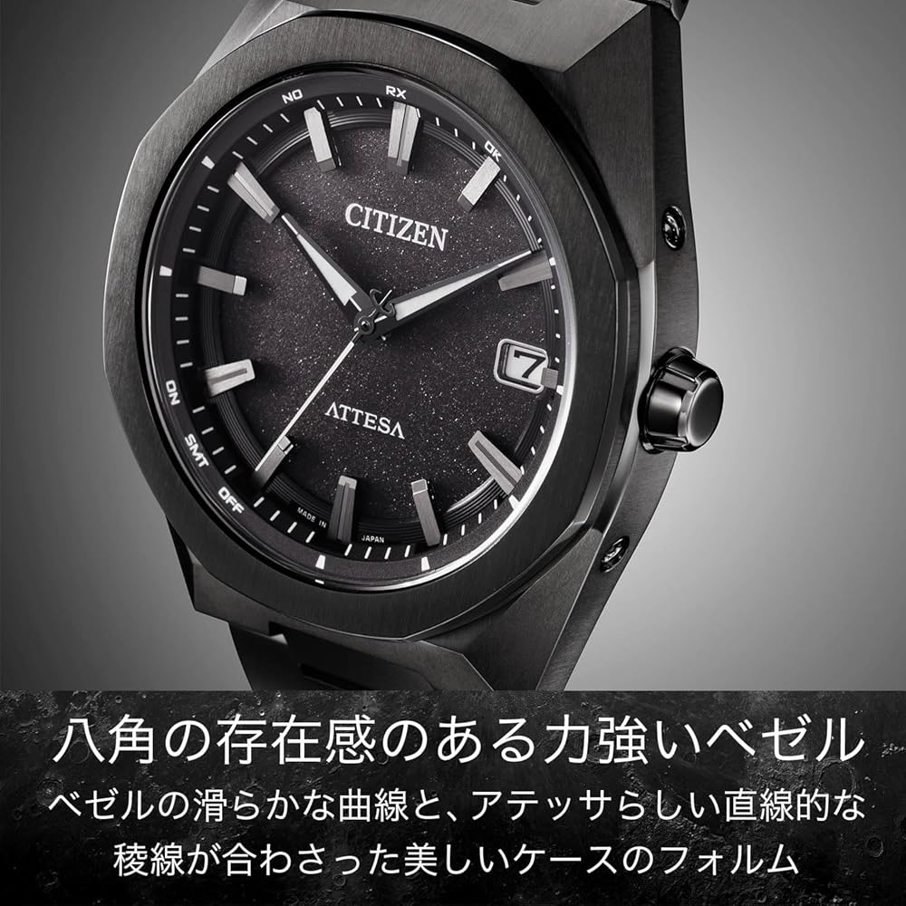 Мужские часы Citizen Attesa Eco-Drive на солнечной батарее Черный титан 3 стрелки Водонепроницаемые Аналоговые Сапфировое стекло