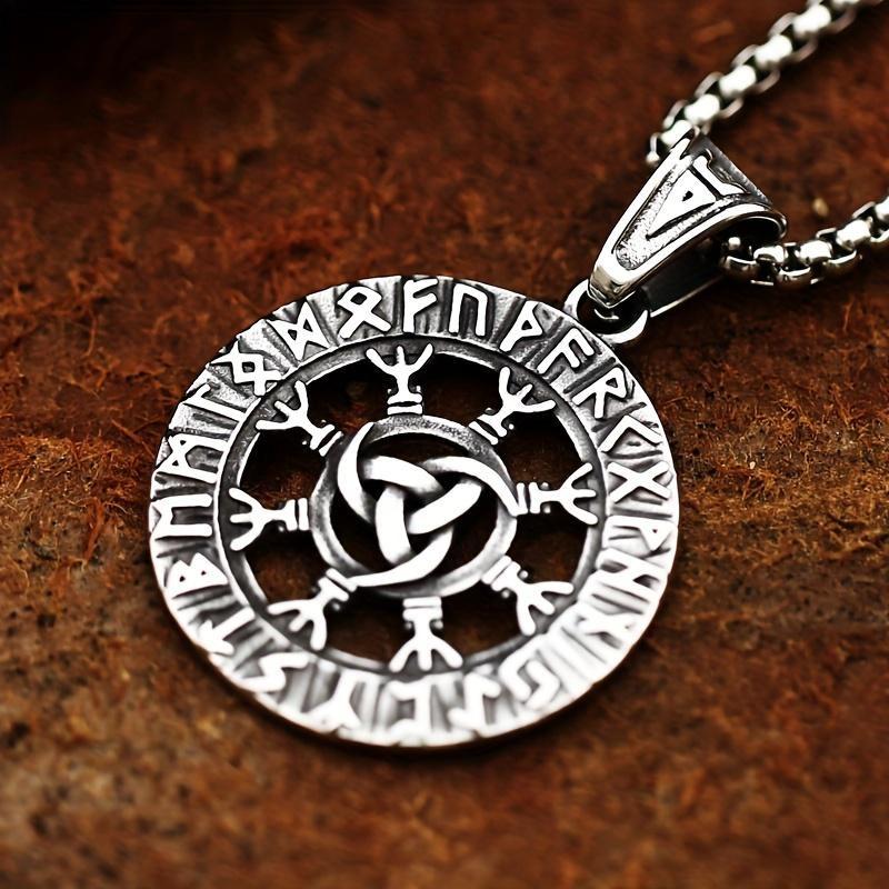 Новый винтажный скандинавский викинг круглый талисман кулон ожерелье = мужской модный панк мотоцикл водитель подвеска ювелирные изделия подарок на вечеринку