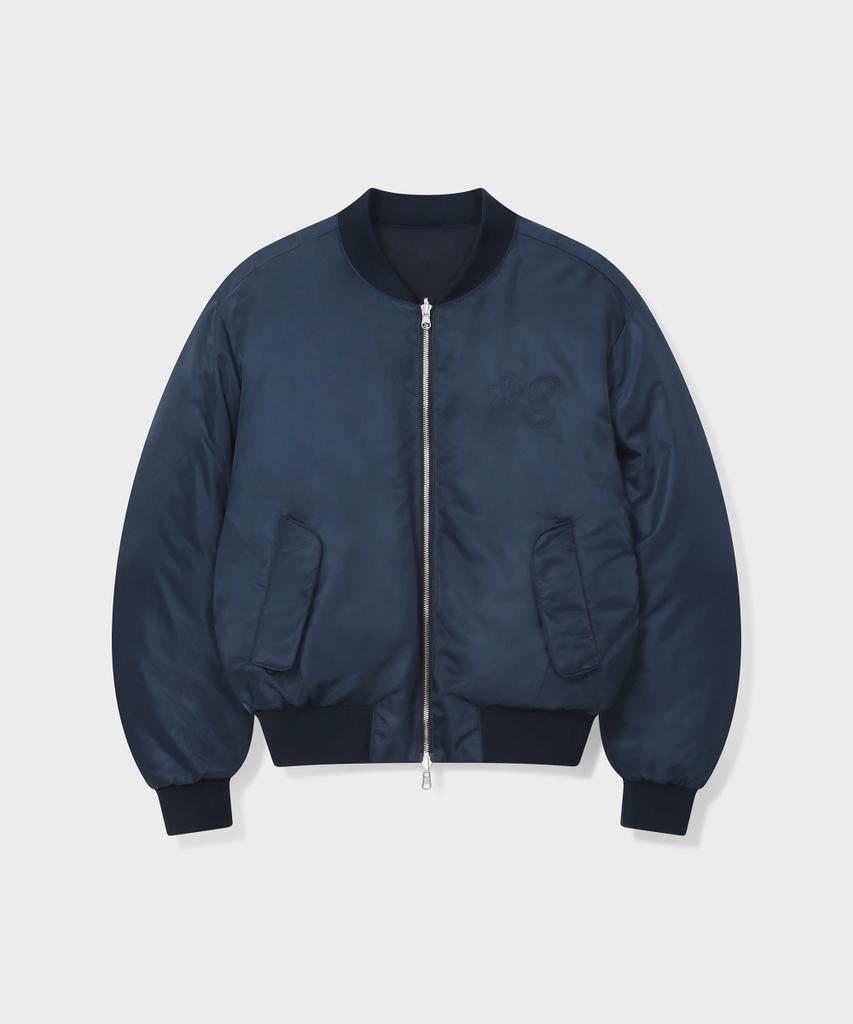 GRUNDEN Reversible Puffer Bomber Jacket (Navy)