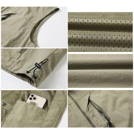 Жилет для мужчин, жилет без рукавов с лацканами, пальто с несколькими карманами, на молнии, водонепроницаемый мужской жилет-карго для альпинизма