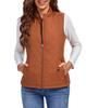 2022 Women's Fashion Quilted Cotton Vest with Zipper Pockets and Stand-Up Collar