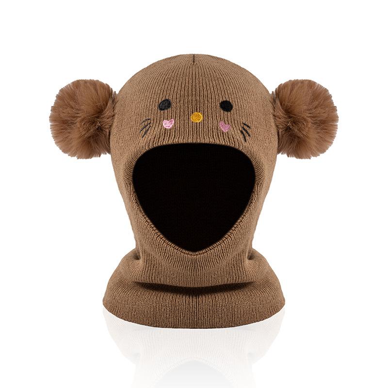 Children's Embroidered Cartoon Cat Hat Knitted Warm Baby Hat Autumn Winter Infant Boys and Girls Baby Yarn Hat