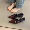 Popular Pointed One-word Buckle Fashion Shoes French Temperament Beautiful Work Shoes Internet Celebrity Versatile Women's Shoes