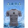 Mens Grey Compression Short Sleeve T-Shirt King 01 Text Graphic Absorb Sweat Quick Dry Breathable High Elasticity Gym And Running Athletic Top