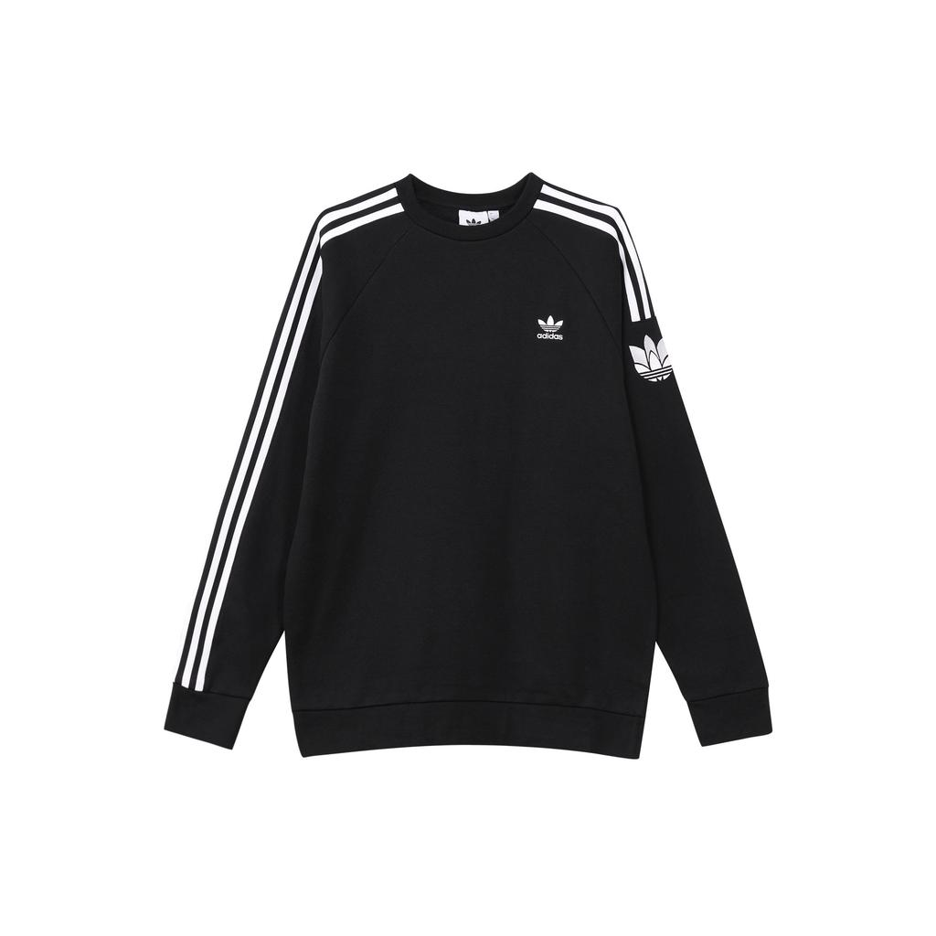adidas Originals Men's Adicolor 3D Trefoil 3-Stripes Crew Sweatshirt Black GN3545