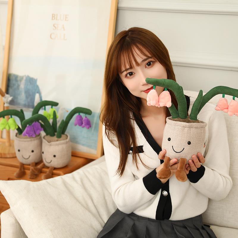 25cm Simulation Cartoon Plant Pot Series Plush Doll Succulent Tulip Lily Plush Toy Home Decor Living Room Bedroom Gift For Girls