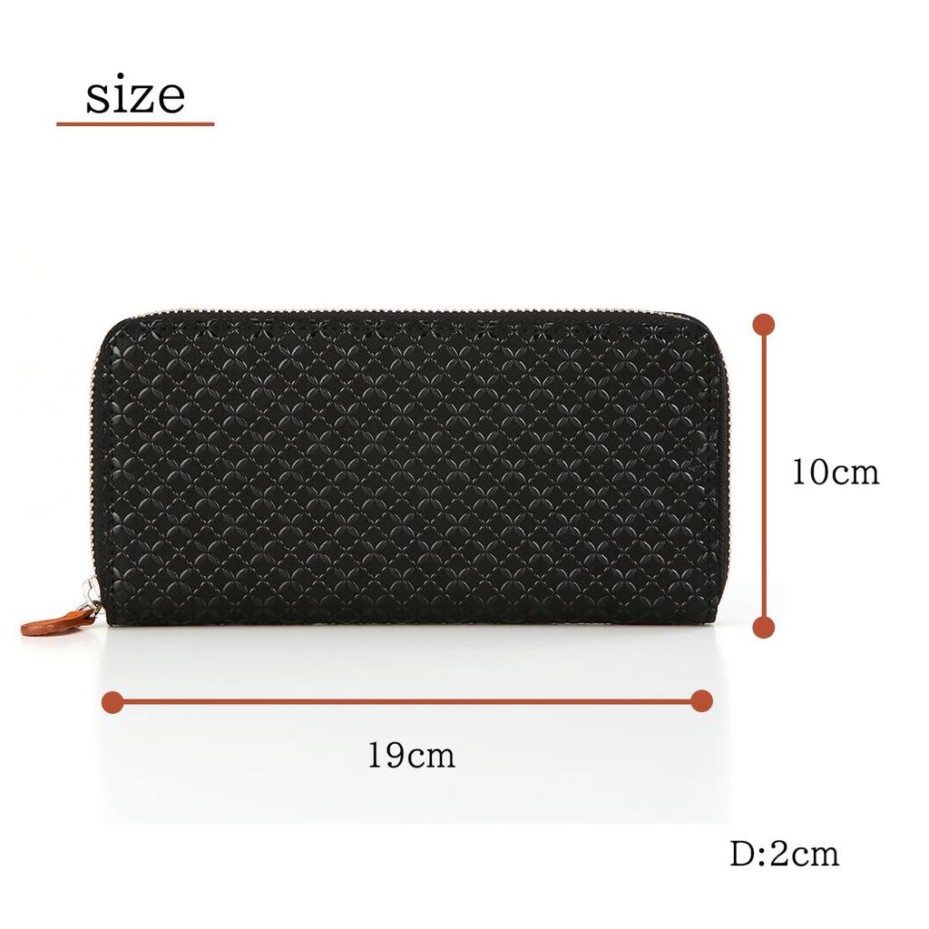 Inden HISOCA Hisoka Traditional Craft Koshu Inden Deerskin Lacquer Original Brand Wallet Black with Black Lacquer and Shippo Pattern [Inden-ya]