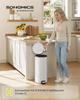 30L Round Trash Can with 15 Trash Bags, Metal Pedal, Removable Plastic Bucket, Handle, Soft-Close Lid, Steel, Cloud White