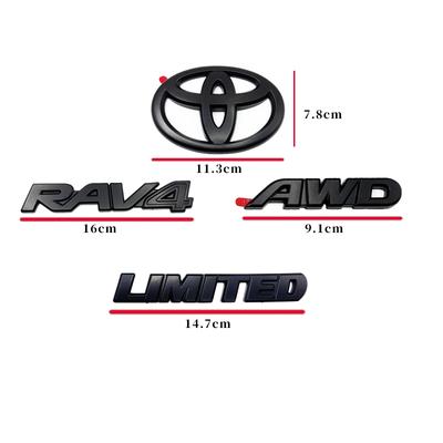 Набор из 4 эмблем с логотипом из матового черного ABS для RAV4 XLE XLE LIMITED 2019-2024, Наклейка на багажник, Аксессуар