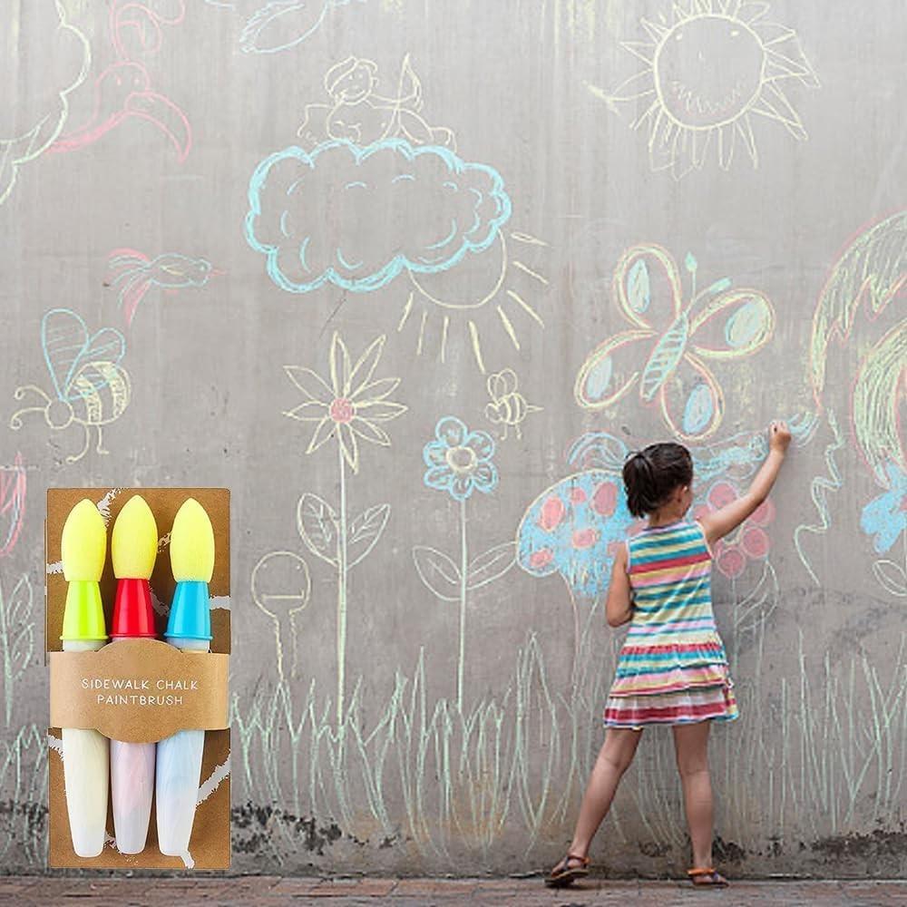 Набор моющихся мелков для рисования на асфальте с кистями, подходит для подростков и детей
